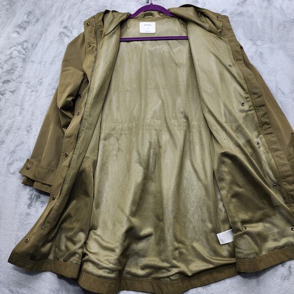 Old Navy Womens M Jurassic Green Water-Resistant Hooded Tie-Waist Trench Anorak - Picture 7 of 13
